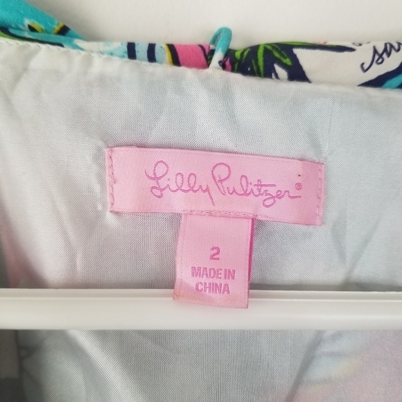 Lilly Pulitzer Silk Connie Dress X Marks the Spot Print Long Sleeve Tie Waist 2 - Picture 11 of 15